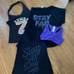 SOLD Bundle of Zumba shirts, bra
